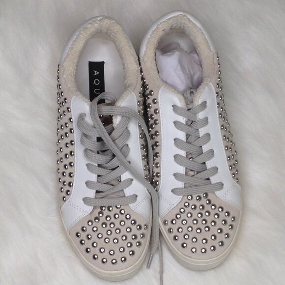 Aqua Tess Stud-Embellished Lace-Up Sneakers 8.5 NWOT (No Box) - Picture 1 of 6